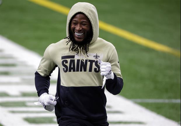 New Orleans Saints star RB Alvin Kamara snowboarded for the first time on a mountain in Montana on M