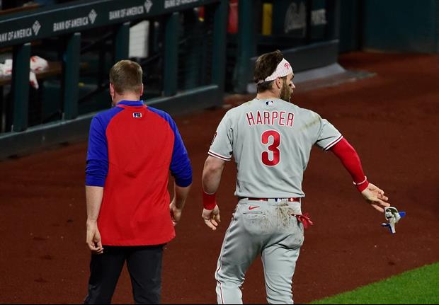 Phillies All-Star Bryce Harper took a 97 MPH fastball to the face...