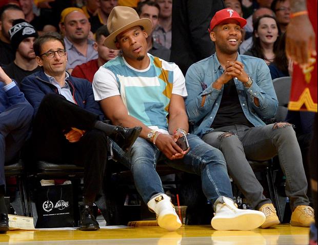 Cam Newton Wore An Obnoxiously Big Hat To Lakers Vs. Cavs Game