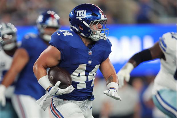 Video Of Giants RB Cam Skattebo Trying to Hurry Into MetLife Before SNF