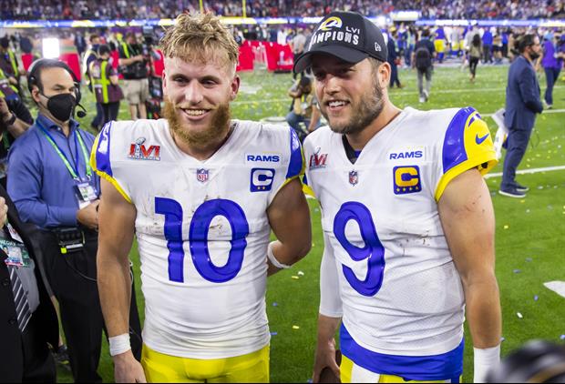 Stafford And Kupp Celebrate Rams Win Recreating Infamous No-look Pass In Huge Vegas Suite