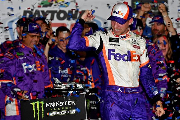 Monster Energy Girl Behind Denny Hamlin After He Won Daytona 500 Has Been Identified