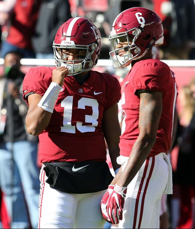 Alabama WR DeVonta Smith Praises QB Tua Tagovailoa's Performance Saturday