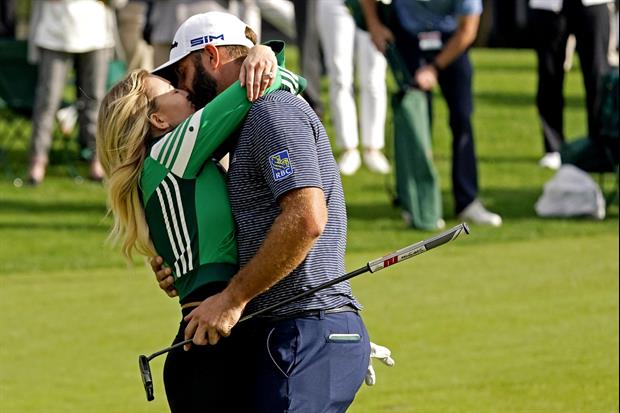 Dustin Johnson & Paulina Gretzky Smooch For The Cameras After Day One At The Master's