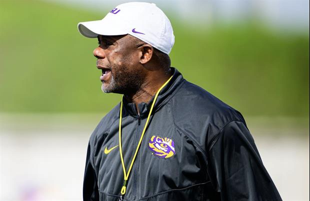 Watch: LSU Coach Frank Wilson Mic'd Up During Spring Practice