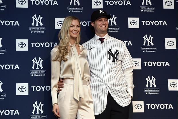 Yankees Pitcher Gerrit Cole's Wife Amy Helping Her Husband Get In Throws During Quarantine