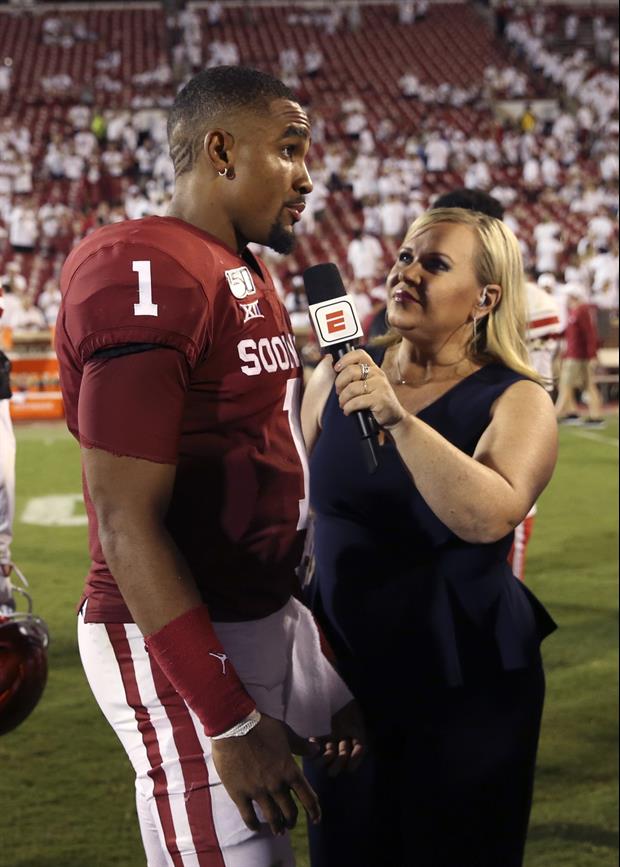 Oklahoma QB Jalen Hurts Had A Very Saban-Like Post-Game Interview With Holly Rowe
