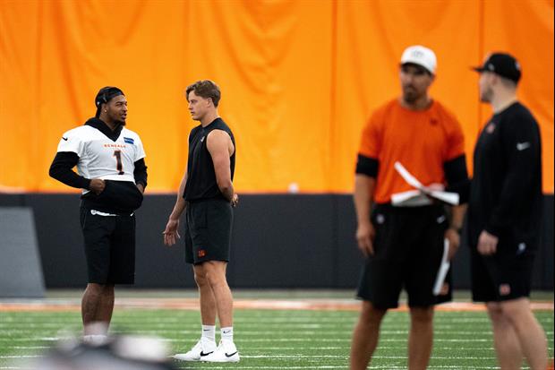 Watch: Ja'Marr Chase Breaks Down Bengals Huddle At Camp, Gives Joe Burrow Surprise Hug