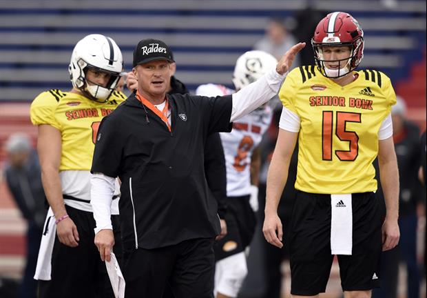 Jon Gruden Was Slapping Raiders Stickers On Players He Likes At The Senior Bowl