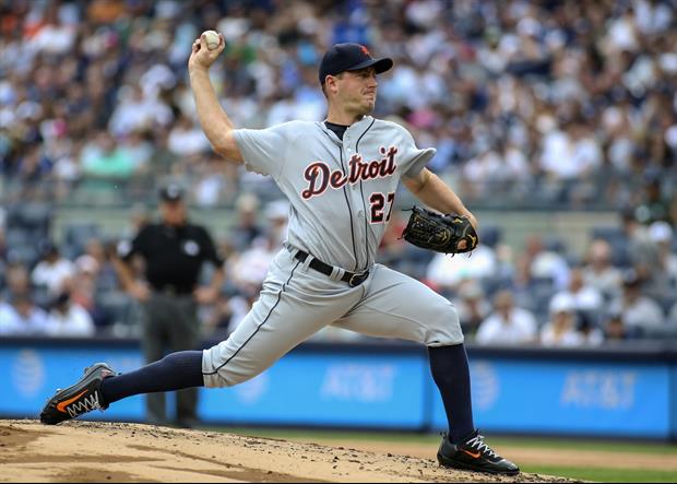 Scary moment for Detroit Tigers starting pitcher Jordan Zimmerman on Wednesday when he took a line d