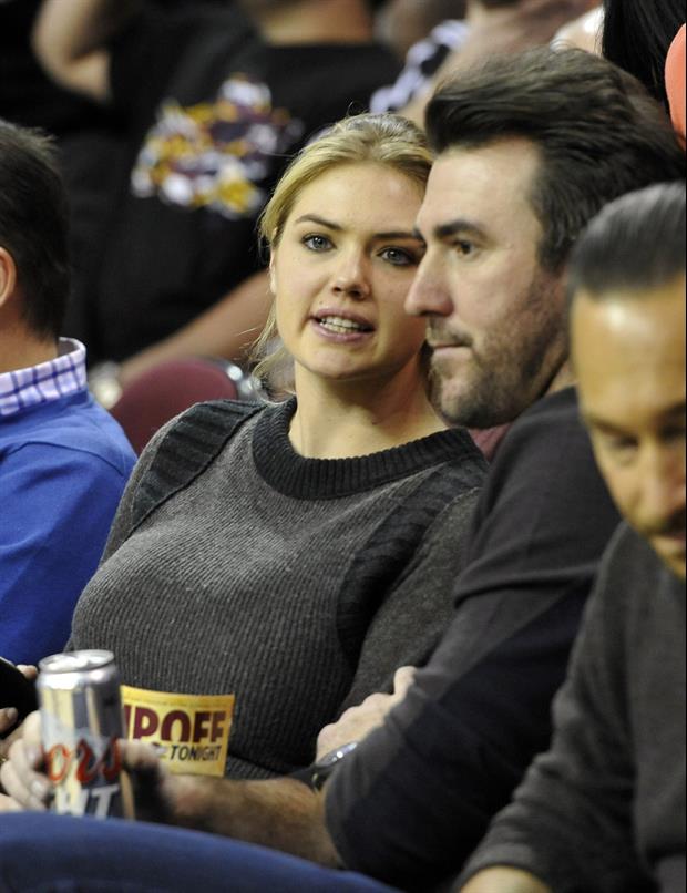 Kate Upton & Justin Verlander Attacked By Cavs Mascot On Kiss Cam.