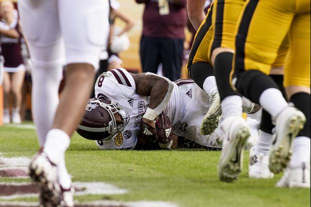 Video of Mississippi State RB Kylin Hill Collapsed On Sideline After Taking Hard Hit In Outback Bow