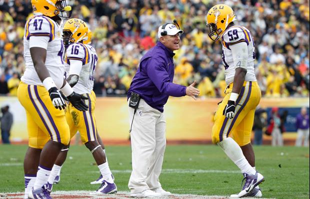 LSU is projected to play Notre Dame in the Belk Bowl.