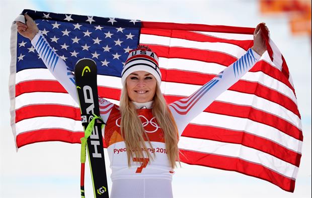 Ahem...Let's check in on Olympic gold medal skier Lindsey Vonn sitting poolside...