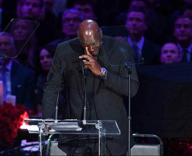 Michael Jordan Makes Crygin Jordan Meme Joke While Crying At Kobe's Memorial