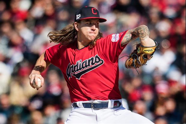 Check out the cool Jimi Hendrix Cleveland Indians pitcher Mike Clevinger got on his finger...