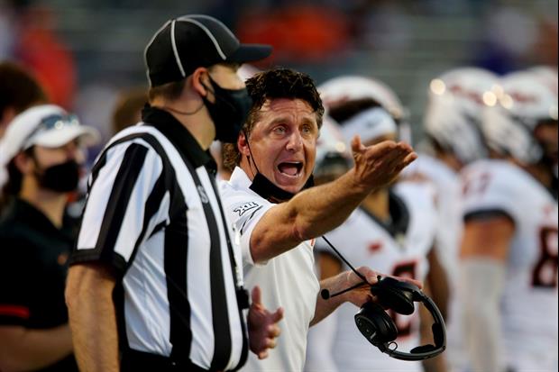 Watch Oklahoma State's Mike Gundy Freak Out As Kansas State's Band Plays During Drive