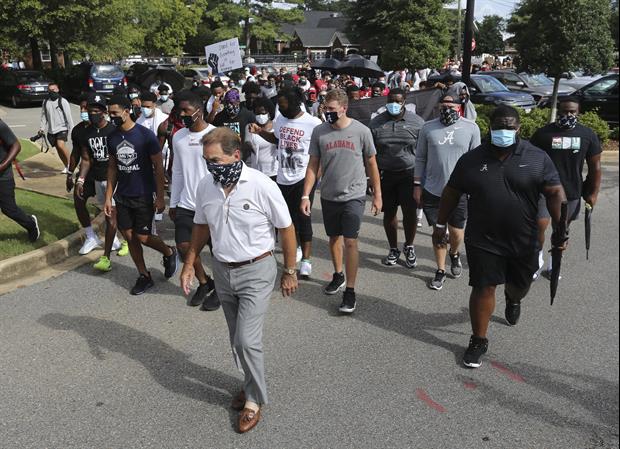 Nick Saban Led His Alabama's Team On A March For Social Justice On Monday