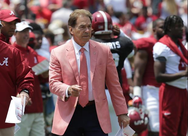 Late during Alabama's Spring Game on Saturday, head coach Nick Saban was caught by ESPN microphones