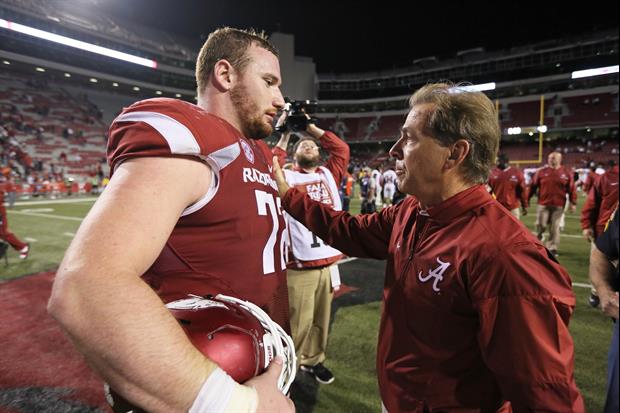 Saban Finds Arkansas Center After Loss To Console Him Over Loss Of His Father