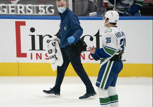 Watch Canucks' Nils Hoglander's Forehead Explode After Taking Slapshot To The Head