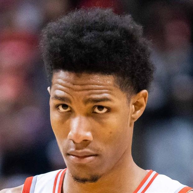 Toronto Raptors' Patrick McCaw was so eager to get into last night's game, he forgot to take off his