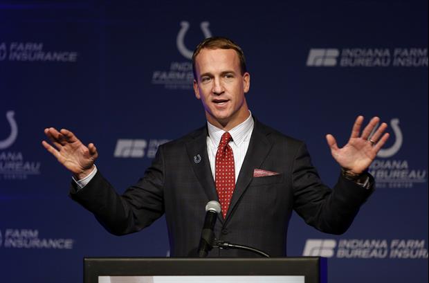 Peyton Manning Showing Off His Retirement Six-Pack Abs.