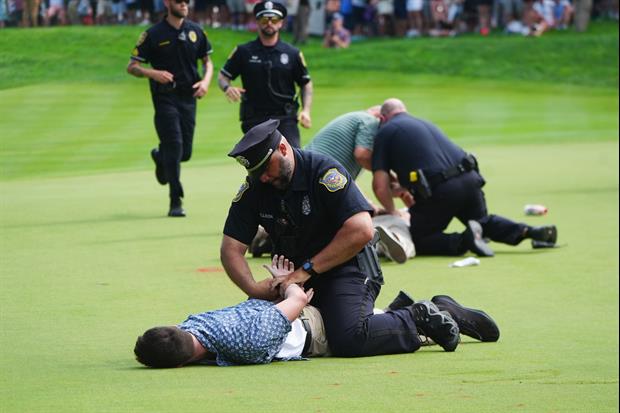 Video Emerges Of Protestors Getting Tackled Storming Green At The Travelers Championship