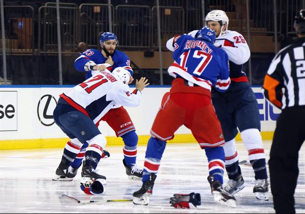 Watch Rangers And Capitals Brawl At The Opening Puck Drop