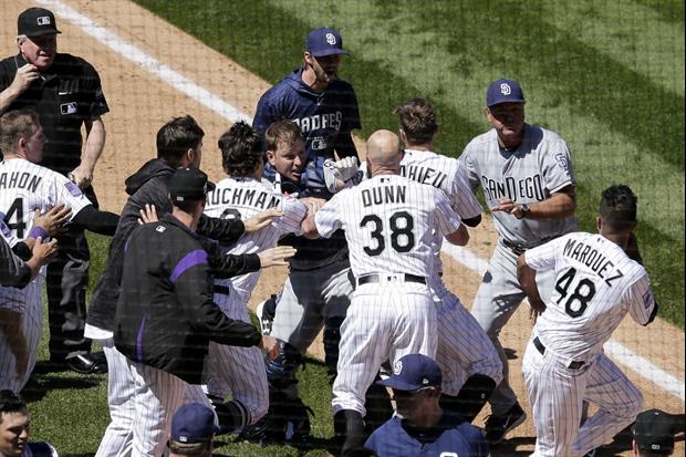 After the San Diego Padres and Colorado Rockies exchanged hitting batters, they fought to the death.