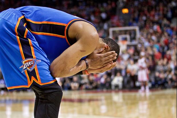 Russell Westbrook Has A Dent In His Face After Knee To Head