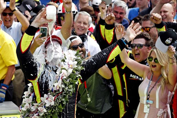Simon Pagenaud Gave Himself Quite The Milk Bath After Winning The Indy 500