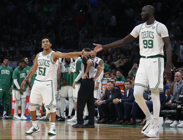 Boston Celtics rookies Tacko Fall and Tremont Waters recreated this classic Manute Bol/Muggsy Bogues