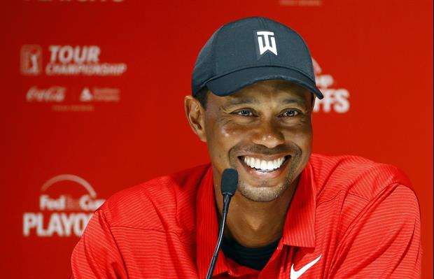 He Tried Not To, But Tiger Woods Laughed At Dude Wearing His Mugshot On His Shirt