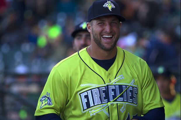 Tim Tebow's Bat Goes Flying Into Space On Strikeout Swing