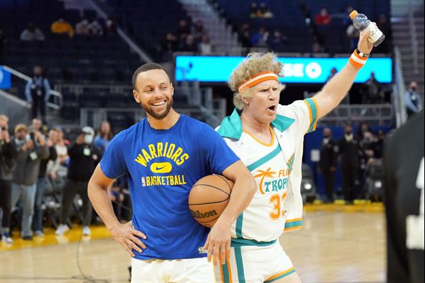 Will Ferrell, Dressed as Jackie Moon, Warmed Up With the Warriors Last Night