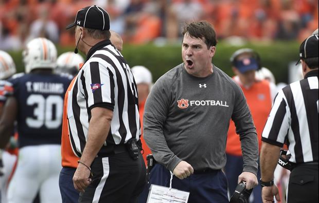 Here's Auburn's Will Muschamp Getting A Penalty For Going Crazy